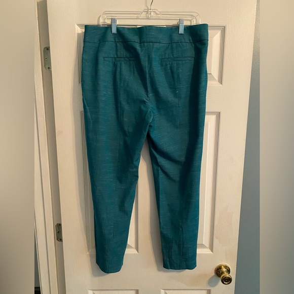 LOFT Pants Womens 12 Blue Marisa Ankle Linen Blend Stretch Tapered Office Career - Picture 4 of 12